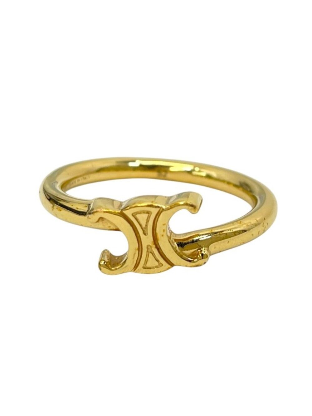 Celine Ring Triomphe Asymmetric Brass Gold